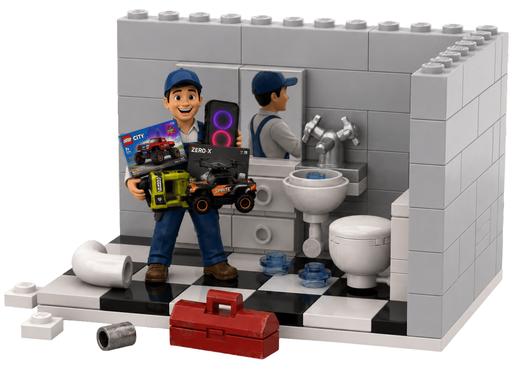 LEGO plumber bathroom