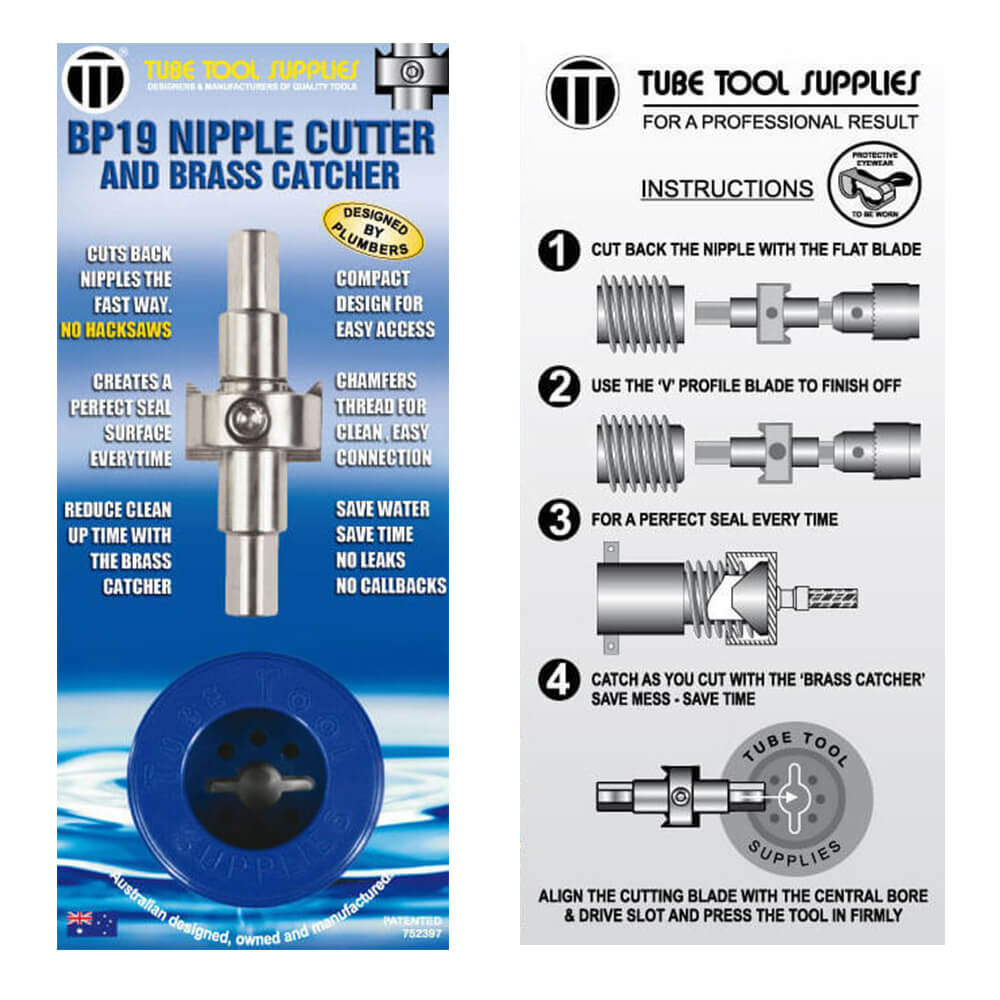 BP19 Carbide Blade Nipple Cutter & Brass Swarf Catcher