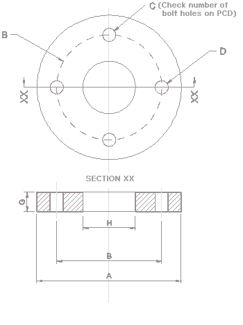 Copper Press Flange Adaptor Table E