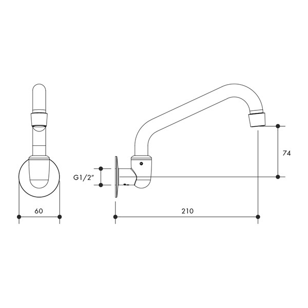 Wall Spout Swivel 180mm Tube Chrome Plated