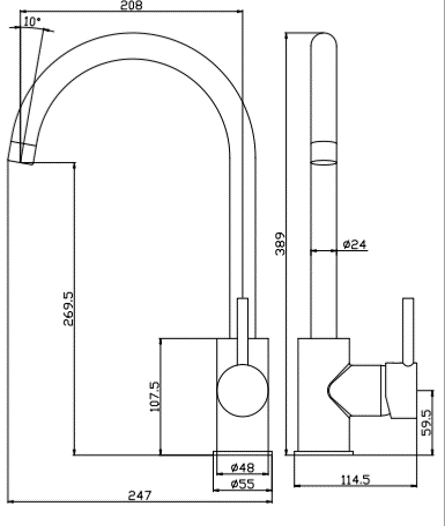 Forge Gooseneck Sink Mixer Chrome 15 Year Warranty