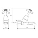 Whitehall 1/2 Turn Bib Tap 45deg 15mm FI - Ceramic Disc