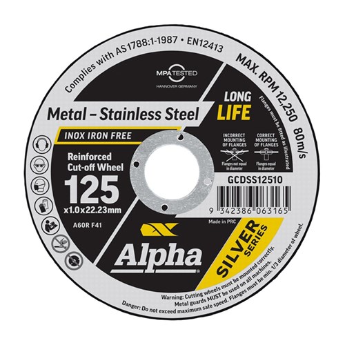 Cutting Disc 125 x 1.0mm Silver Series Metal/Stainless Steel - Trade 10 Pack