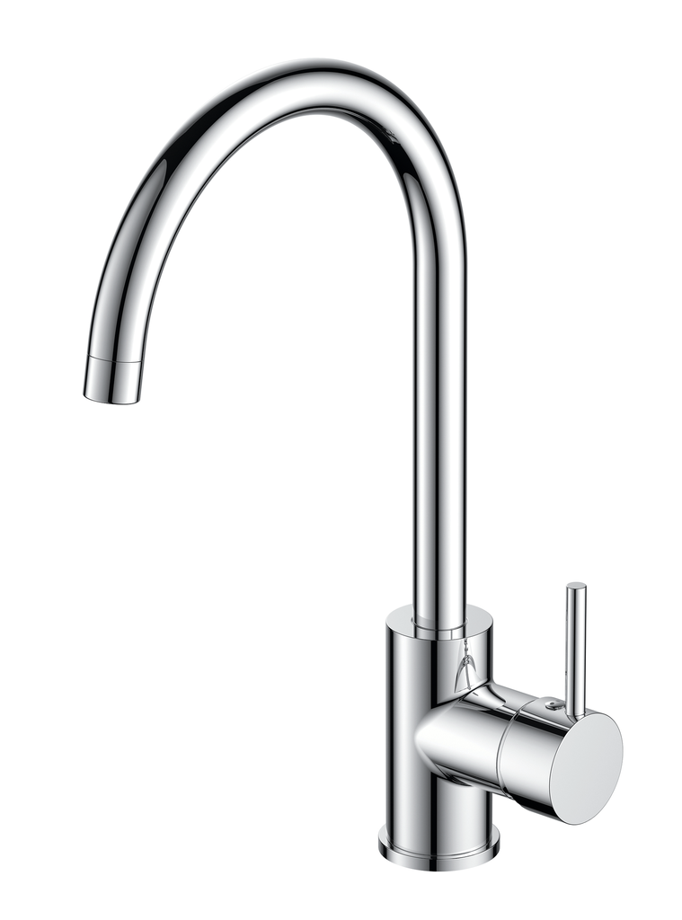 Forge Gooseneck Sidelever Sink Mixer Chrome 15 Year Warranty