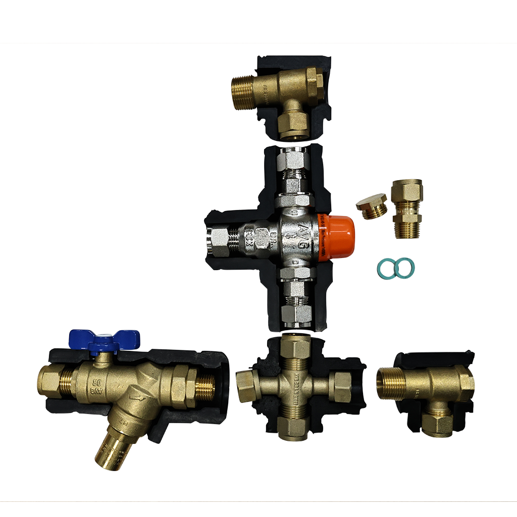 AVG Raised Storage Hot Water 'Quickie' Installation Kit c/w NRV & PRV 15mm HP w/o ECV