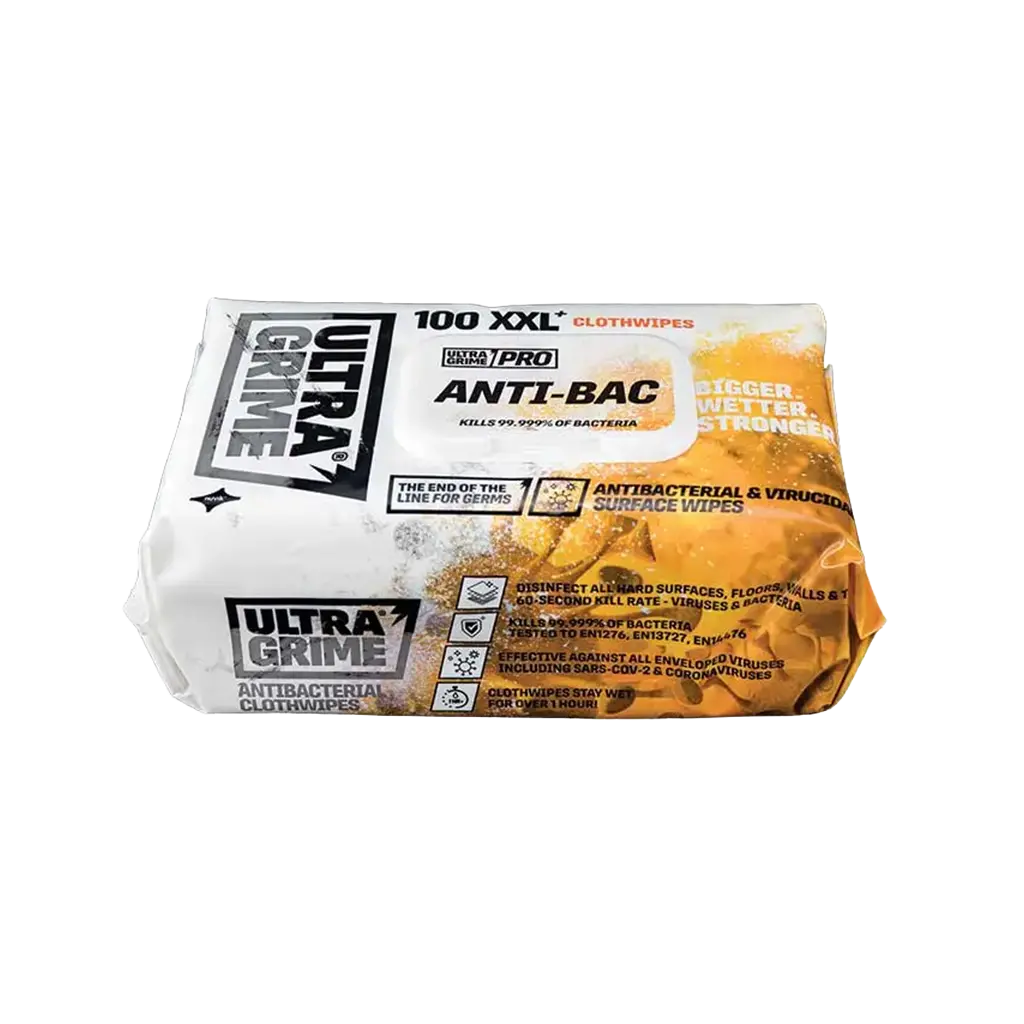 Ultragrime Pro Anti-bac Wipes (Supersize) - 100 Pack