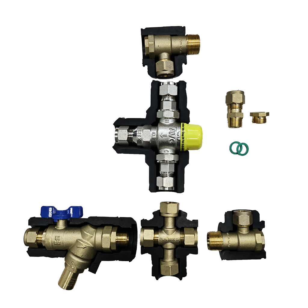 AVG Raised Storage Hot Water 'Quickie' Installation Kit c/w NRV & PRV 15mm w/o ECV