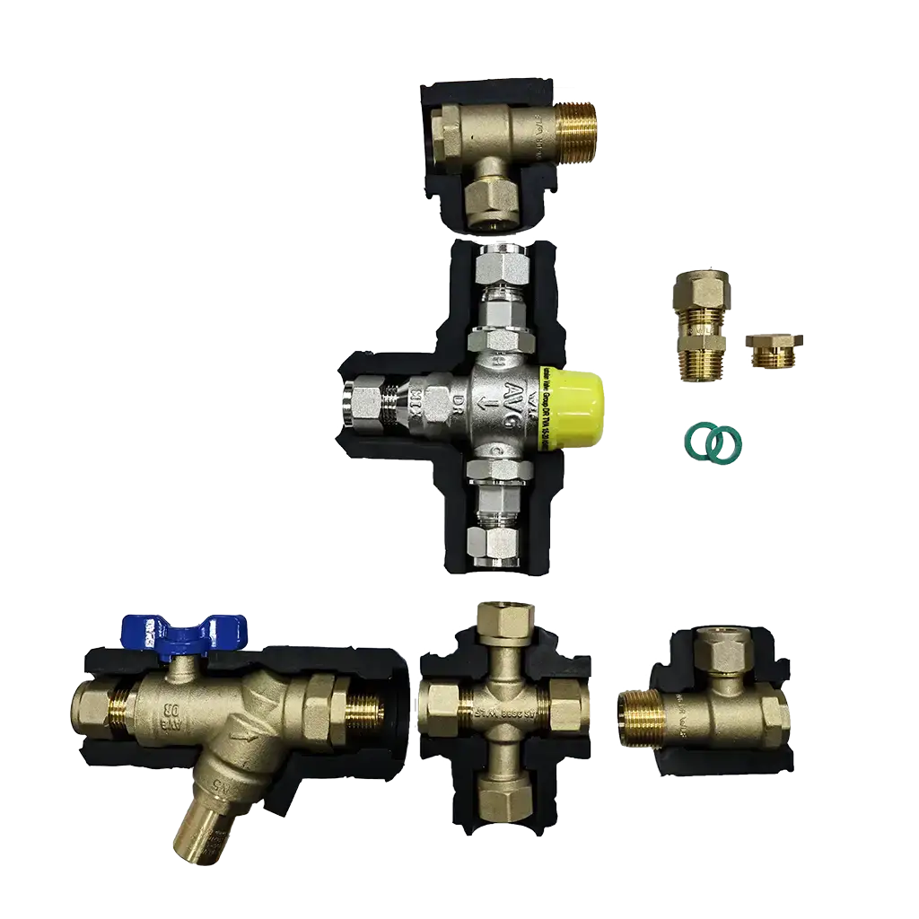 AVG Raised Storage Hot Water 'Quickie' Installation Kit c/w NRV & PRV 15mm w/o ECV