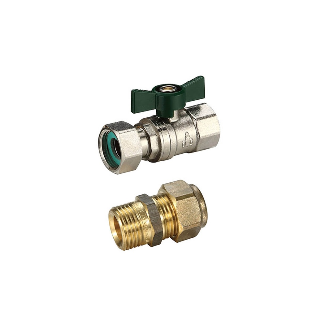 Heater Water Valve Kit 20mm FI Loose Nut x 20mm  Copper Olive Union